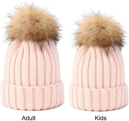 Personalized Custom Embroidery Text Women Winter Pompom Beanie Hat with Name Kids Baby Boy Girls Warm Child Knit Cap White, One Size in Saudi Arabia
