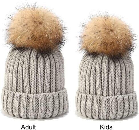 Personalized Custom Embroidery Text Women Winter Pompom Beanie Hat with Name Kids Baby Boy Girls Warm Child Knit Cap White, One Size in Saudi Arabia