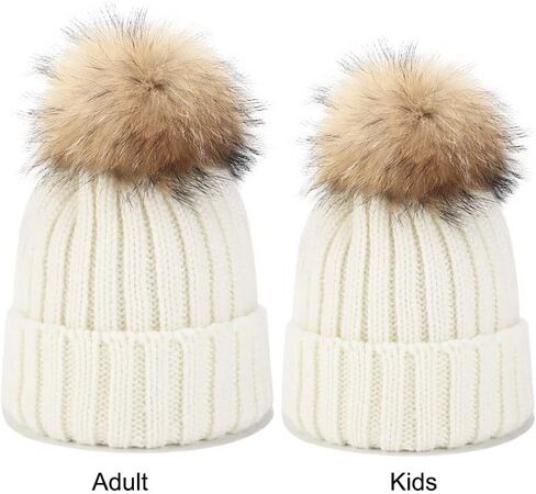 Personalized Custom Embroidery Text Women Winter Pompom Beanie Hat with Name Kids Baby Boy Girls Warm Child Knit Cap White, One Size in Saudi Arabia