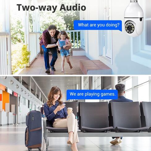 كاميرا مراقبة لمبة ذكية بتقنية Wi-Fi بسرعة 5 جيجاهرتز: رؤية بانورامية بدقة 1080 بكسل عالية الوضوح بزاوية 360 درجة، رؤية ليلية ملونة، تتبع الحركة، إنذار صفارة إنذار فوري ومحادثة ثنائية الاتجاه - تركيب لولبي سهل (موديل D115) in Saudi Arabia