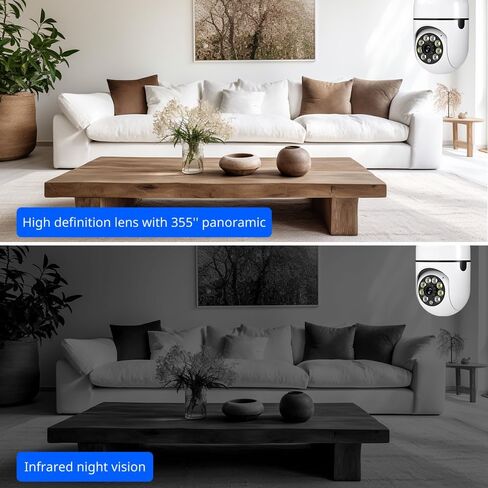 كاميرا مراقبة لمبة ذكية بتقنية Wi-Fi بسرعة 5 جيجاهرتز: رؤية بانورامية بدقة 1080 بكسل عالية الوضوح بزاوية 360 درجة، رؤية ليلية ملونة، تتبع الحركة، إنذار صفارة إنذار فوري ومحادثة ثنائية الاتجاه - تركيب لولبي سهل (موديل D115) in Saudi Arabia