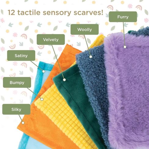 MindWare Sensory Sprouts Tissue Scarf - Montessori Toys for Babies 6-12 Months - Soft Greenhouse-Shaped Tissue Box and 12 Sensory Scarves Featuring Different Textures in Saudi Arabia