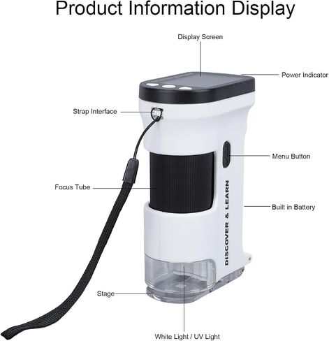 Dpofirs Adjustable Stage Portable Digital Microscope, 2.0 Inch 800X HD 1080P High Definition Handheld Microscope for Kids in Saudi Arabia