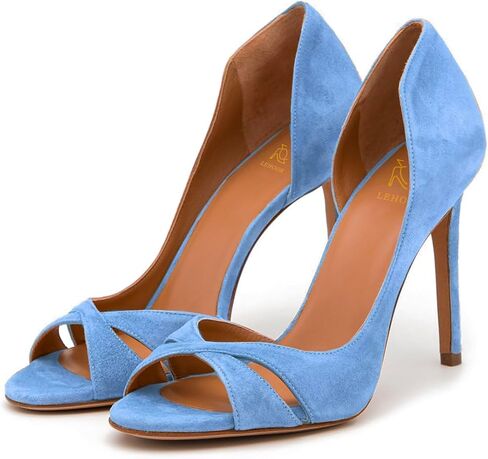 LEHOOR النساء زقزقة اصبع القدم Stiletto الكعب العالي عبر حزام D'Orsay صندل الكعوب الانزلاق على الرجعية 3.5 بوصة Stiletto كعب مضخات مفتوحة اصبع القدم الجانب قطع الصنادل ماتي مثير مكتب الزفاف أنيقة 4-13 M US in Kuwait
