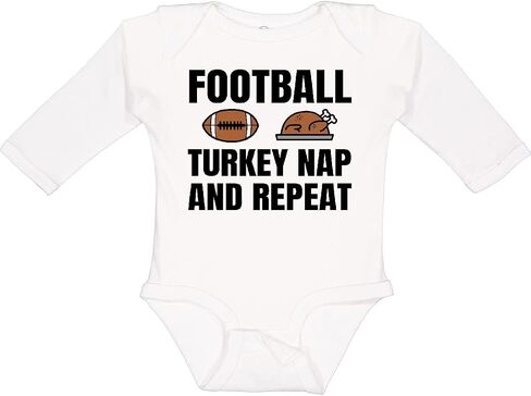 inktastic Thanskgiving Football Turkey Nap and Repeat Long Sleeve Creeper in Saudi Arabia