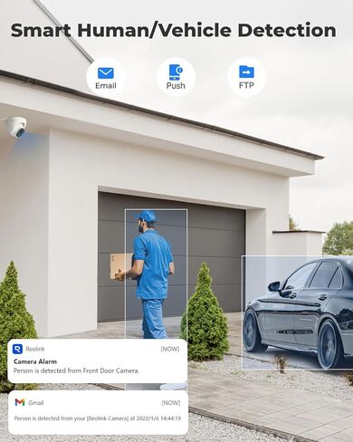 REOLINK قطعتان من كاميرا أمان المنزل PoE بدقة 8 ميجابكسل RLC-820A مع اكتشاف ذكي للشخص/المركبة/الحيوانات الأليفة، رؤية ليلية 100 قدم، وقطعتين من كاميرا جرس باب الفيديو PoE مع رنين V2، نسبة عرض إلى ارتفاع 4:3، قطري 180 درجة in Saudi Arabia