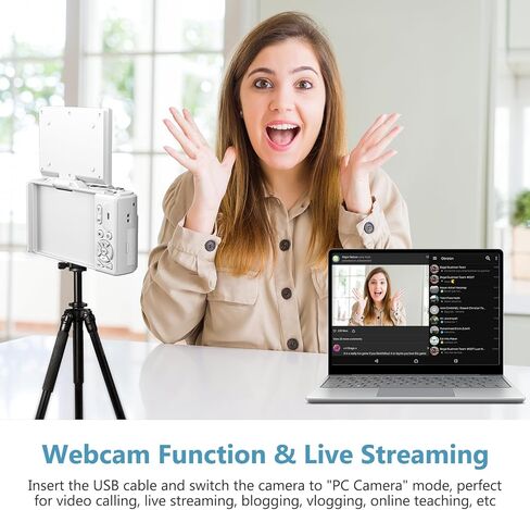 كاميرا رقمية بدقة 4K للتصوير الفوتوغرافي، وكاميرا تسجيل فيديو بدقة 64 ميجابكسل لليوتيوب مع شاشة قابلة للطي 3 بوصات بزاوية 180 درجة، ونقطة تكبير رقمية 18X وكاميرا تصوير مع بطاقة Micro SD سعة 32 جيجابايت (أسود + أبيض) in Kuwait