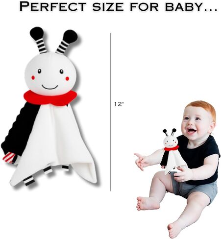 High-Contrast Security Blanket – Soft Plush Lovey for Newborns & Infants – Black, White & Red Sensory Comfort Blanket with Rattle Sound (Spot The Pup) in Saudi Arabia
