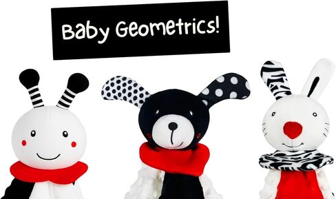 High-Contrast Security Blanket – Soft Plush Lovey for Newborns & Infants – Black, White & Red Sensory Comfort Blanket with Rattle Sound (Spot The Pup) in Saudi Arabia