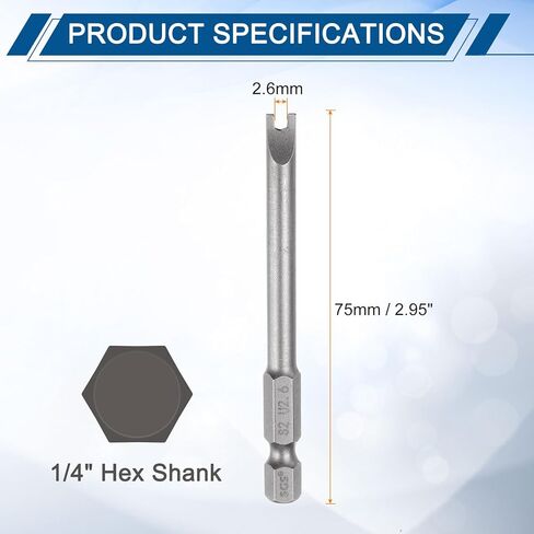 HARFINGTON 2pcs U Shape Screwdriver Bits U 2.6 1/4" Hex Shank 3" Insert Bits S2 Magnetic U Type Screwdriver for Electronic Appliances in Saudi Arabia