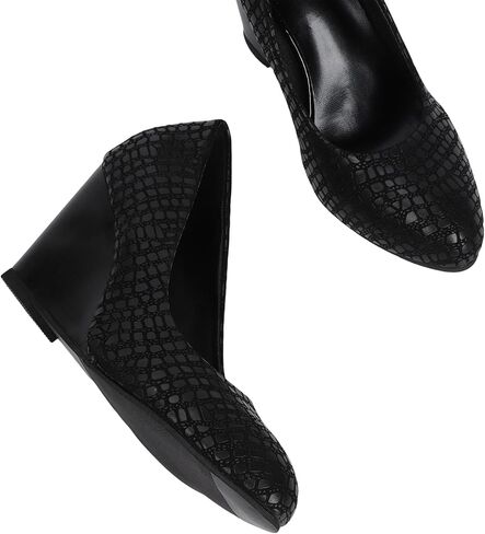 Women's Black Wedges Closed Toe Wedge Heels Comfortable Women Pumps Dress Shoes in Saudi Arabia