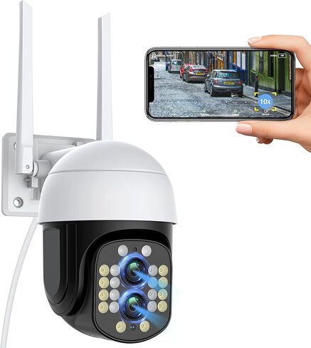 كاميرا أمان تكبير هجين 10X في الهواء الطلق، كاميرا أمان واي فاي بعدسة مزدوجة 4 ميجابكسل 2K مع رؤية ليلية كاشفة، عرض عموم وإمالة 360 درجة، كشف الحركة، صفارة الإنذار، محادثة ثنائية الاتجاه، تخزين سحابي وبطاقة SD in Kuwait