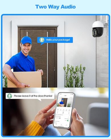 كاميرا أمان تكبير هجين 10X في الهواء الطلق، كاميرا أمان واي فاي بعدسة مزدوجة 4 ميجابكسل 2K مع رؤية ليلية كاشفة، عرض عموم وإمالة 360 درجة، كشف الحركة، صفارة الإنذار، محادثة ثنائية الاتجاه، تخزين سحابي وبطاقة SD in Kuwait