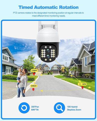 كاميرا أمان تكبير هجين 10X في الهواء الطلق، كاميرا أمان واي فاي بعدسة مزدوجة 4 ميجابكسل 2K مع رؤية ليلية كاشفة، عرض عموم وإمالة 360 درجة، كشف الحركة، صفارة الإنذار، محادثة ثنائية الاتجاه، تخزين سحابي وبطاقة SD in Kuwait