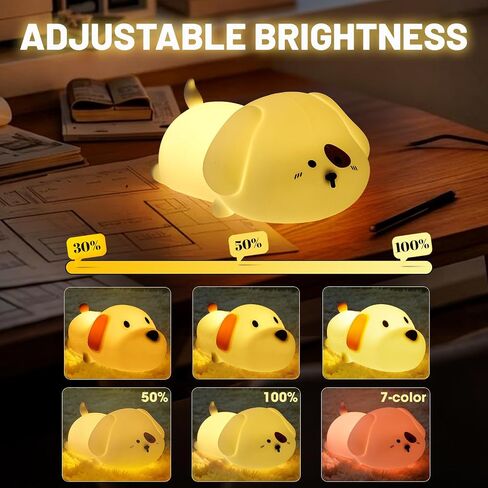 Silicone Night Light (2 Pack) 7 Colors for Kids, Touch Control, LED Dog Lamp, Rechargeable, Cute Puppy Night Lights for Toddler,Boy, Girls, RGB, Warm White in Saudi Arabia