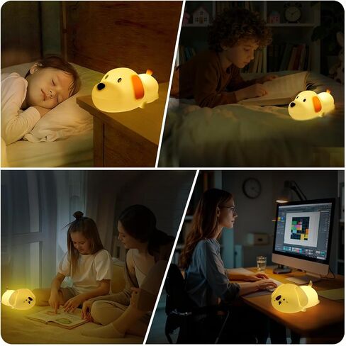 Silicone Night Light (2 Pack) 7 Colors for Kids, Touch Control, LED Dog Lamp, Rechargeable, Cute Puppy Night Lights for Toddler,Boy, Girls, RGB, Warm White in Saudi Arabia