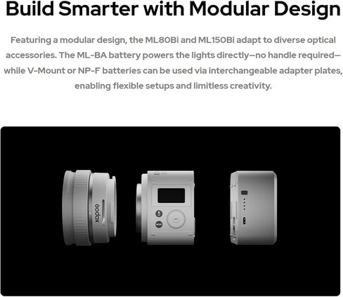 Godox ML80Bi Bi-Color LED Video Light, 29600 Lux@1m 5600K LED Continuous Light, 11 Fx Effects, APP&Wired DMX/CRMX Control, CRI≈96 TLCI ≈96, Godox Mount Outdoor Light for Vlog, Filmmaking in Saudi Arabia