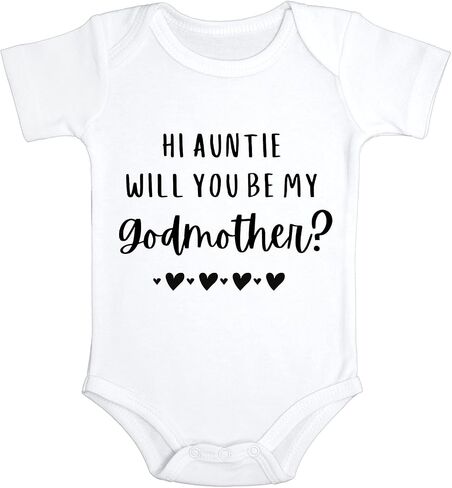 Hi Auntie Will You Be My Godmother Baby Bodysuit | Tia | Baptism Jumpsuit | Madrina in Saudi Arabia
