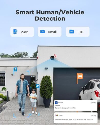 REOLINK 4K Security Camera System, 8pcs H.265 4K PoE Security Cameras Wired with Person Vehicle Detection, 8MP/4K 16CH NVR with 4TB HDD Bundle with 4X 810A and 4X 820A in Saudi Arabia