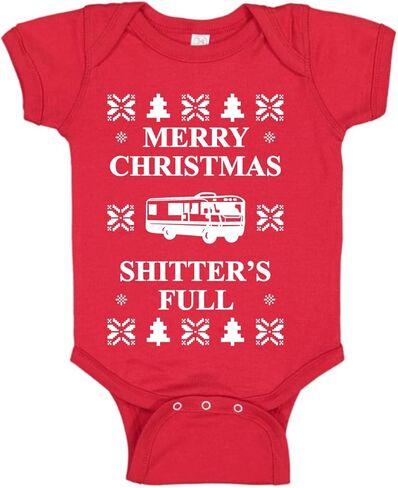 سترة Merry Christmas Shitter's Full Ugly Christmas للأطفال الرضع من الأولاد والبنات، أحمر، 12M in Saudi Arabia
