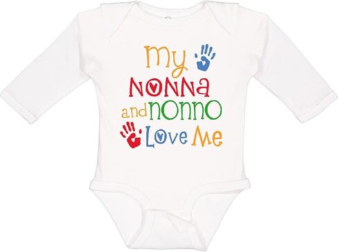 inktastic My Nonna and Nonno Love Me Grandchild Long Sleeve Creeper in Saudi Arabia
