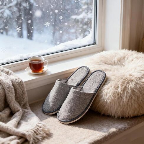 1 Pair Grey Breathable Home Guest Slippers Are Suitable For Spa, Hotel, Party Guests, And Travel in Saudi Arabia