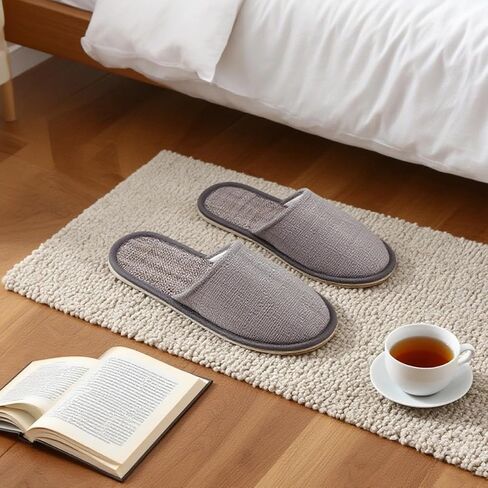 1 Pair Grey Breathable Home Guest Slippers Are Suitable For Spa, Hotel, Party Guests, And Travel in Saudi Arabia
