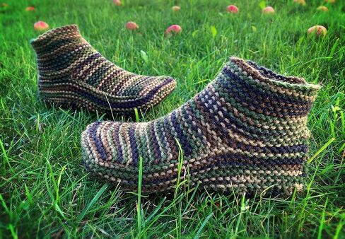 Knit Slippers for Men - Custom Camo Hand Knit Slipper Socks – Bespoke Slippers - Camouflage Yarn Handmade Knitted Slippers – Manly Moccasin House Shoes Unisex Booties for Warm Feet – Cozy Knitted Slippers for Men – Gift for Husband Boyfriend Friend in Saudi Arabia