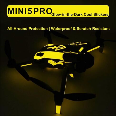 Personalized Glowing Decorative Sticker Kit for DJI Mini 5 Pro Drone Protective Waterproof Anti-Scratch Wear-resistance UV-resistance Skin Film Decal DIY Accessories (Glowing Pink) in Saudi Arabia