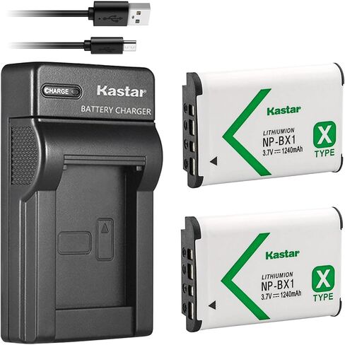 Kastar Battery (X2) & Slim USB Charger Replacement for Sony NP-BX1 Cyber-Shot DSC-HX50VDSC-HX300DSC-RX1 RX1R RX100 RX100 II RX100M II RX100 III RX100M3 WX300 HDR-AS10 AS15 AS30V AS100V AS100VR CX240 in Saudi Arabia