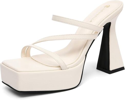 NEWBELLA Women's Platform High Heel Sandals - Fashionable Summer Sandals with Comfortable Cushion, Cone Heel Open Toe Dressy Shoes for Women in Saudi Arabia