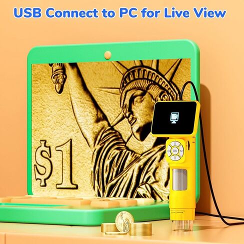 Handheld Digital Microscope, Portable Microscope Camera with 2.8 Inch IPS Screen & 8 LED Lights, Built-in Distance Adjustment Ring, PC View Compatible with Windows, for Kids and Adults in Kuwait
