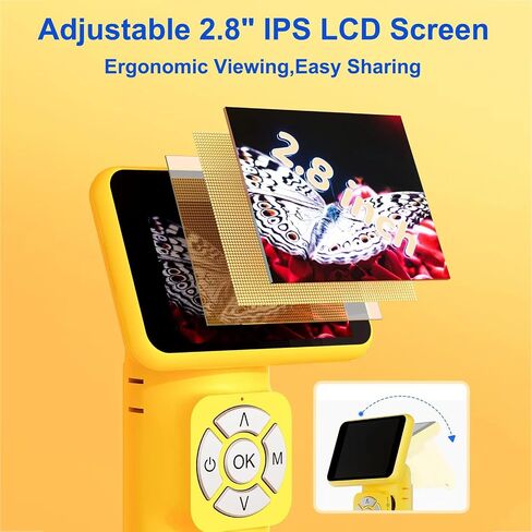 Handheld Digital Microscope, Portable Microscope Camera with 2.8 Inch IPS Screen & 8 LED Lights, Built-in Distance Adjustment Ring, PC View Compatible with Windows, for Kids and Adults in Kuwait