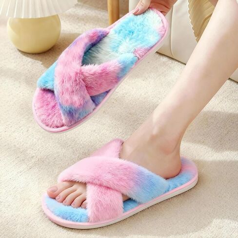 Women's Slippers Cross Band Memory Foam House Slippers Open Toe in Saudi Arabia