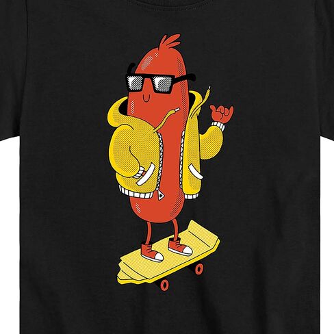 Instant Message - Hot Dog Skater - Toddler and Youth Short Sleeve Graphic T-Shirt in Kuwait