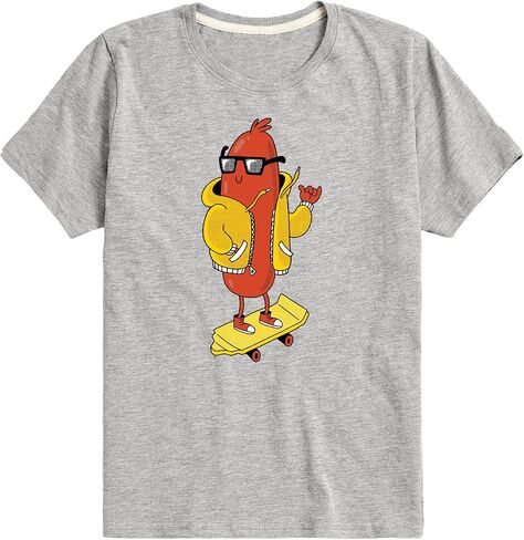 Instant Message - Hot Dog Skater - Toddler and Youth Short Sleeve Graphic T-Shirt in Kuwait