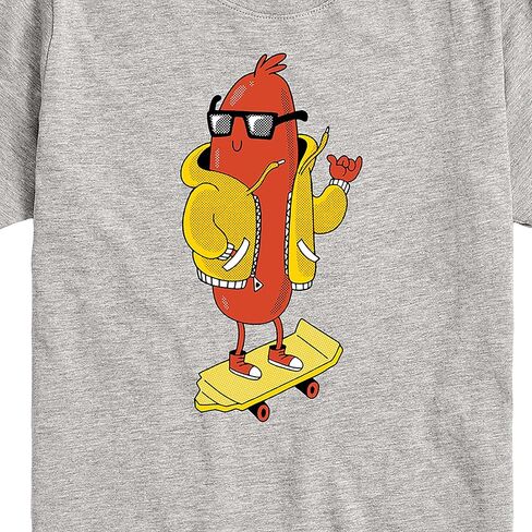 Instant Message - Hot Dog Skater - Toddler and Youth Short Sleeve Graphic T-Shirt in Kuwait