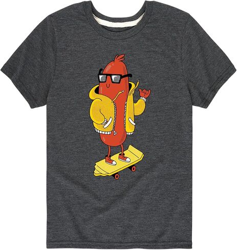 Instant Message - Hot Dog Skater - Toddler and Youth Short Sleeve Graphic T-Shirt in Kuwait