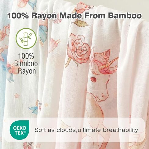 Muslin Baby Swaddle Blankets, 4-Pack 47x47 inches, Breathable 100% Rayon from Bamboo Receiving Blanket, Shower & Registry Gift (Little Dragon/Blue Castle/Hot Air Balloon/Prince & Dragon) in Saudi Arabia