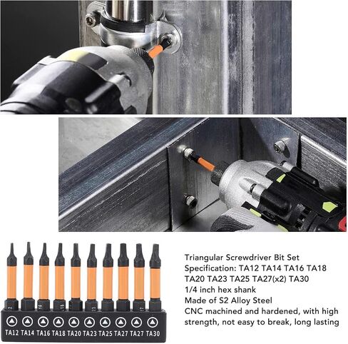 10 Pcs Triangular Screwdriver Bit Set 50mm Length 1/4 Inch Hex Shank Magnetic Triangular Drill Bit in Saudi Arabia