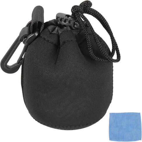 PATIKIL Camera Lens Pouch, 4" ID x 10" H Drawstring Lens Pouch Protective Camera Lens Case Bag Soft Plush Neoprene Bag for DSLR Photography Gear, Black in Saudi Arabia