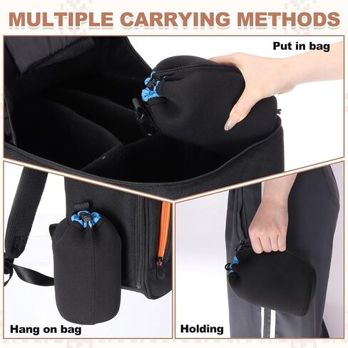PATIKIL Camera Lens Pouch, 4" ID x 10" H Drawstring Lens Pouch Protective Camera Lens Case Bag Soft Plush Neoprene Bag for DSLR Photography Gear, Black in Saudi Arabia