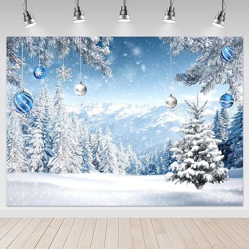 Mocsicka 7x5ft Winter Forest Backdrop Winter Wonderland Christmas Party Background Decorations Snowy Christmas Tree Photo Prop Supplies in Saudi Arabia