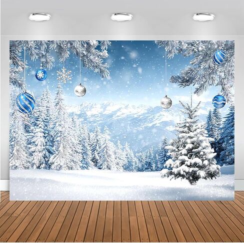 Mocsicka 7x5ft Winter Forest Backdrop Winter Wonderland Christmas Party Background Decorations Snowy Christmas Tree Photo Prop Supplies in Saudi Arabia