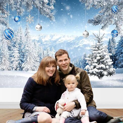 Mocsicka 7x5ft Winter Forest Backdrop Winter Wonderland Christmas Party Background Decorations Snowy Christmas Tree Photo Prop Supplies in Saudi Arabia