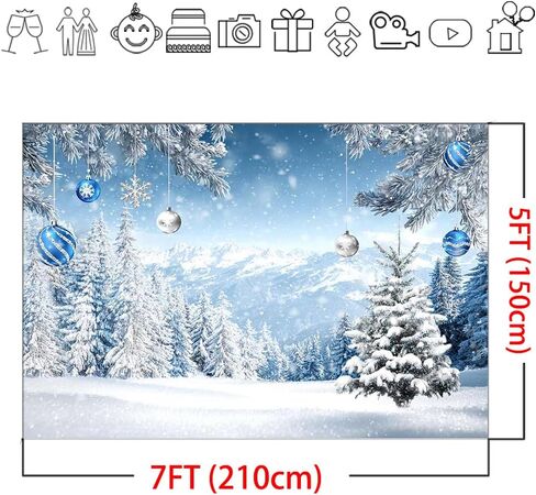 Mocsicka 7x5ft Winter Forest Backdrop Winter Wonderland Christmas Party Background Decorations Snowy Christmas Tree Photo Prop Supplies in Saudi Arabia