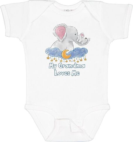 inktastic My Grandma Loves Me Cute Elephants Clouds Moon and Stars Baby Bodysuit in Saudi Arabia