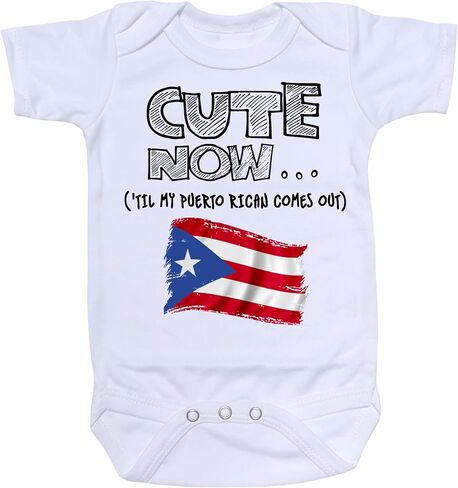 Cute Now... 'Til My Puerto Rican Comes Out Infant Baby Rico Flag Short Sleeve Bodysuit Shirt in Saudi Arabia