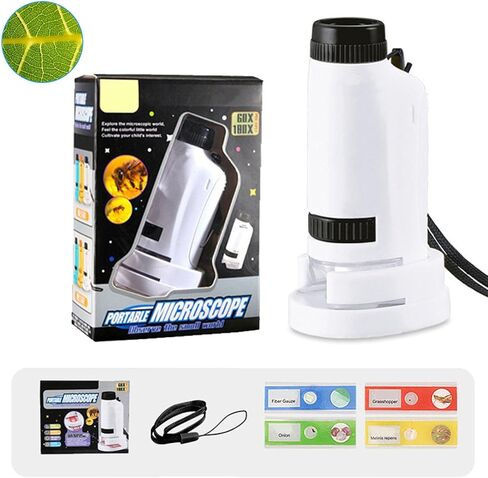60x-120x Zoom Pocket Microscope with LED Light | Portable Handheld Mini Microscope | 5-Piece Set Includes Carrying Case | for Science Education in Saudi Arabia