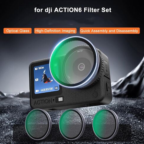 فلتر عدسة الكاميرا لـ DJI Osmo Action 6، CPL Polarizing Protection ND8/ND16/ND32/ND64/ 1/4 ملحقات فلتر كاميرا الضباب الأسود (ND32) in Kuwait